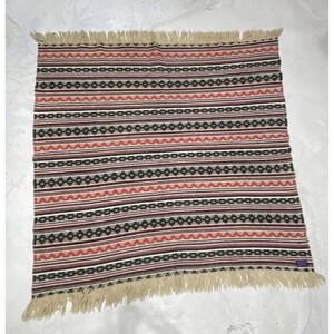Vintage Pendleton 100% Virgin Wool USA Throw Fringe 58x52" Wool Multicolor